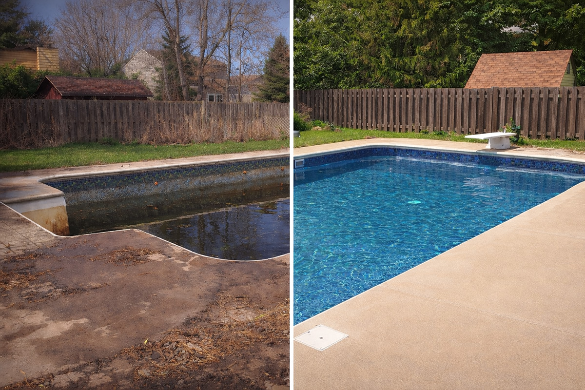 18x36' liner replacement and cleanup